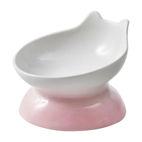 IZU - Tall cat face ceramic bowl pink